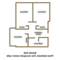 Hamlin Hall - 3 bd, 5 occ, corner suite